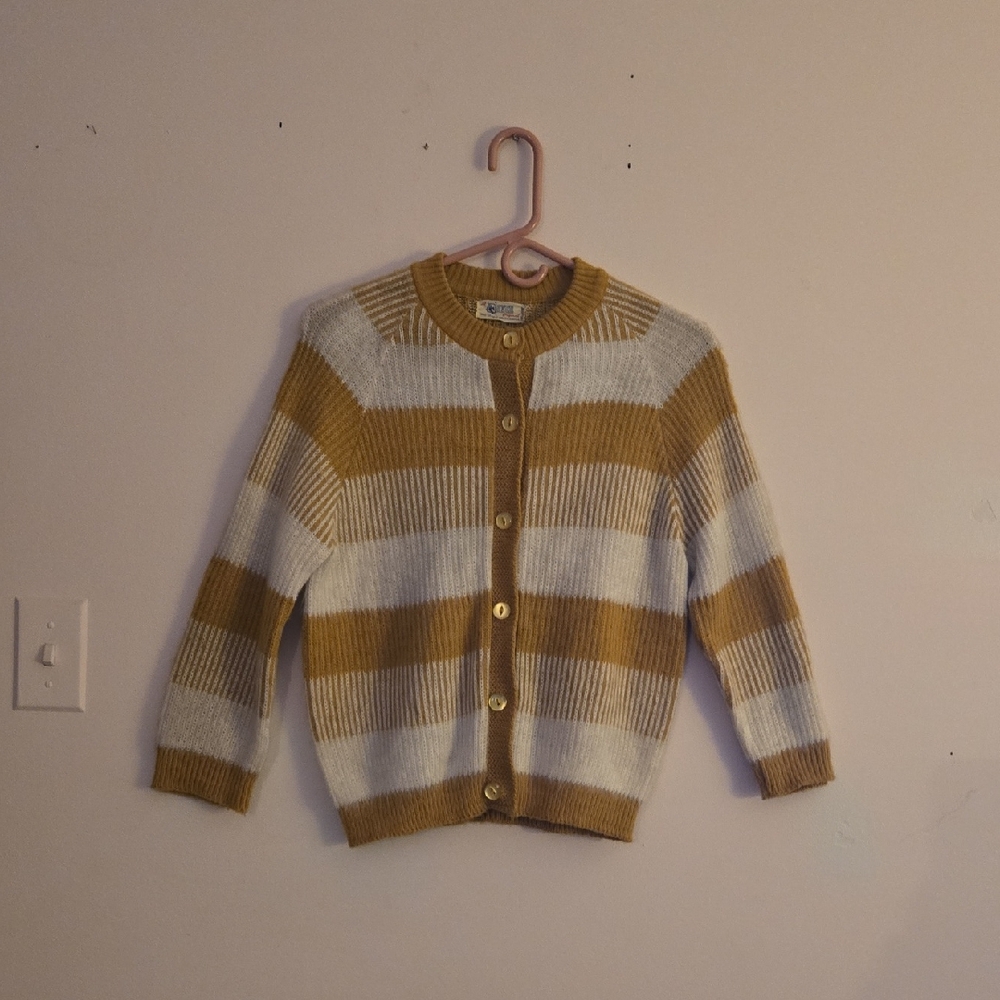 Cozy Striped Cardigan Sweater - Cream and Tan